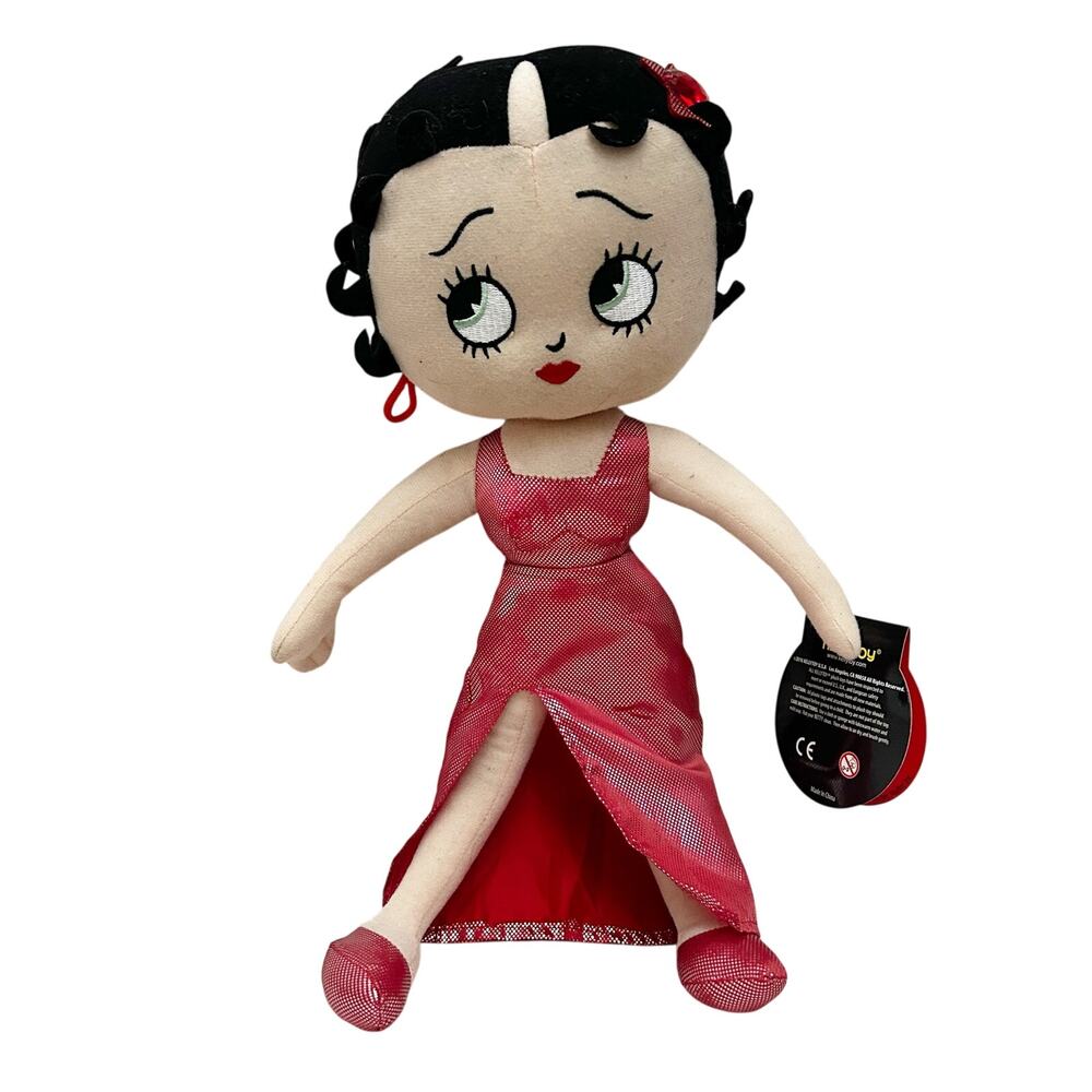 BETTY BOOP Vintage Red Vinyl Dress 16" Plush Doll Kellytoy